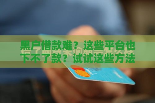 黑户借款难？这些平台也下不了款？试试这些方法自救！