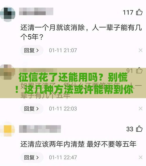 征信花了还能用吗？别慌！这几种方法或许能帮到你