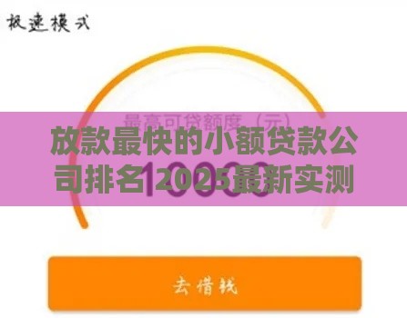 放款最快的小额贷款公司排名 2025最新实测速批平台TOP5
