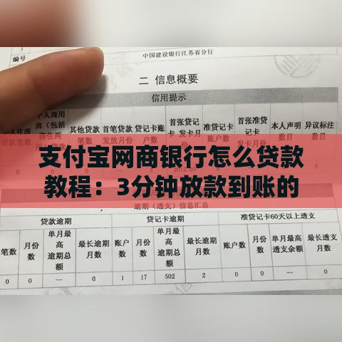 支付宝网商银行怎么贷款教程：3分钟放款到账的真实操作指南