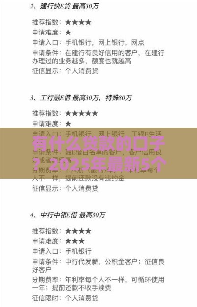 有什么贷款的口子？2025年最新5个靠谱网贷平台实测