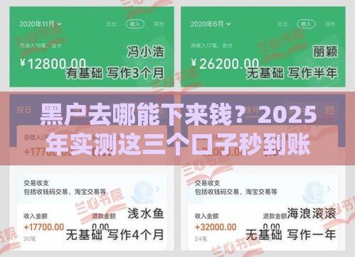 黑户去哪能下来钱？2025年实测这三个口子秒到账
