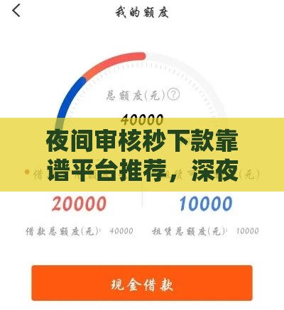 夜间审核秒下款靠谱平台推荐，深夜急用钱就找它！