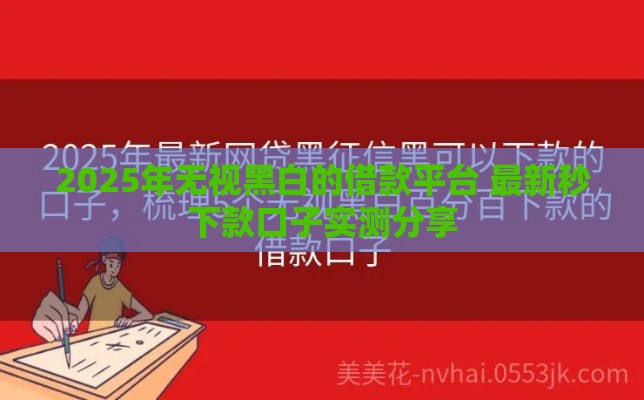 2025年无视黑白的借款平台 最新秒下款口子实测分享