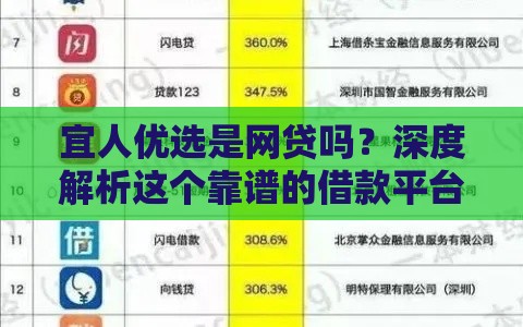 宜人优选是网贷吗？深度解析这个靠谱的借款平台