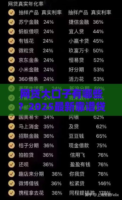 网贷大口子有哪些？2025最新靠谱贷款平台实测推荐