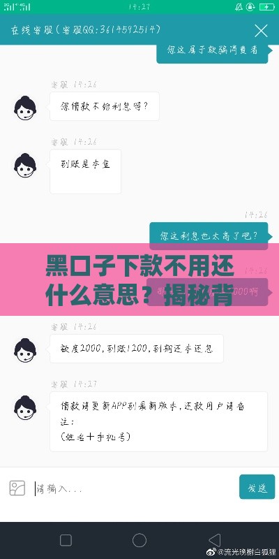 黑口子下款不用还什么意思？揭秘背后套路与真实经历