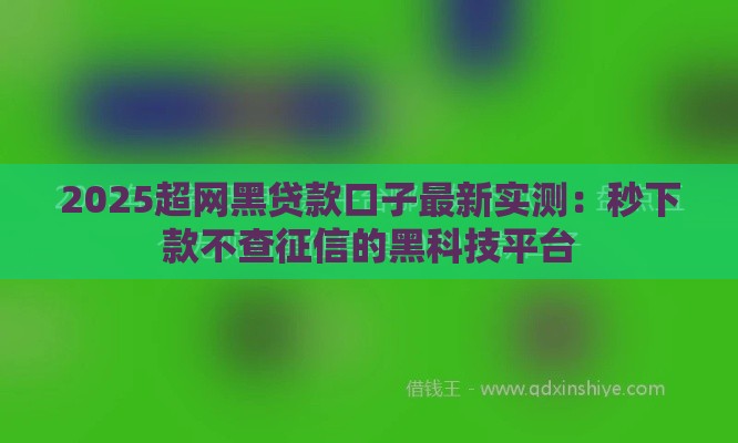 2025超网黑贷款口子最新实测：秒下款不查征信的黑科技平台
