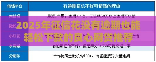 2025年征信花没有逾期也能轻松下款的良心网贷推荐