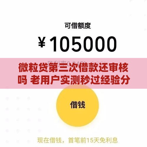 微粒贷第三次借款还审核吗 老用户实测秒过经验分享