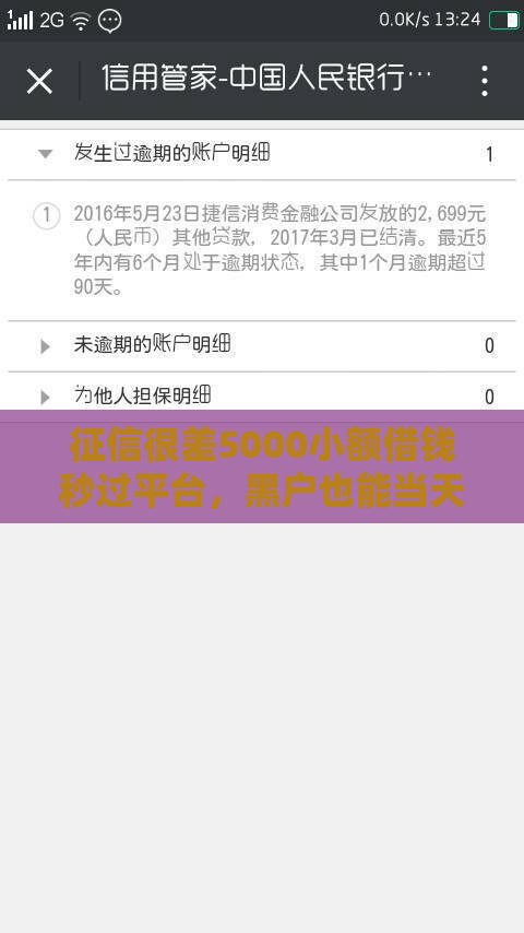 征信很差5000小额借钱秒过平台，黑户也能当天放款到账！