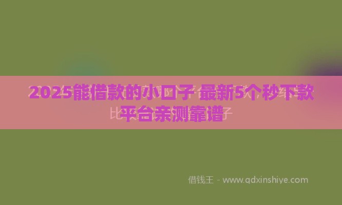 2025能借款的小口子 最新5个秒下款平台亲测靠谱
