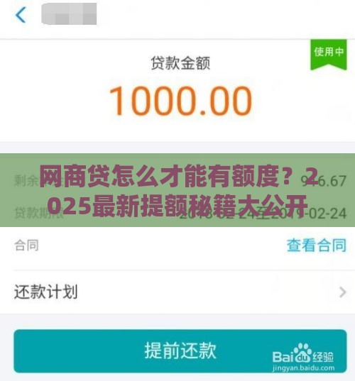 网商贷怎么才能有额度？2025最新提额秘籍大公开