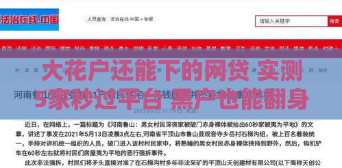 大花户还能下的网贷 实测5家秒过平台 黑户也能翻身