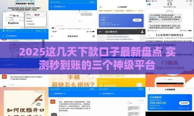 2025这几天下款口子最新盘点 实测秒到账的三个神级平台