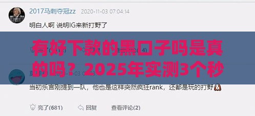 有好下款的黑口子吗是真的吗？2025年实测3个秒下款野路子分享