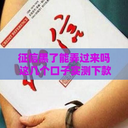 征信黑了能弄过来吗 这几个口子实测下款快额度高