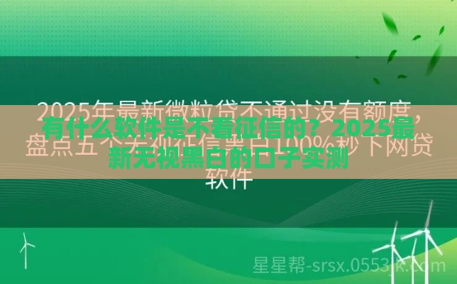 有什么软件是不看征信的？2025最新无视黑白的口子实测