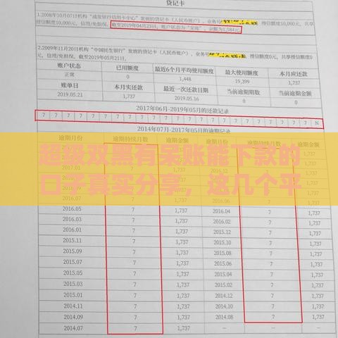 超级双黑有呆账能下款的口子真实分享，这几个平台真的能放款！