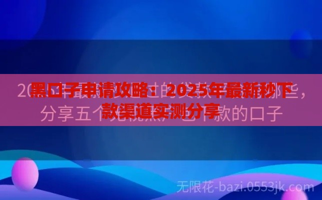 黑口子申请攻略：2025年最新秒下款渠道实测分享