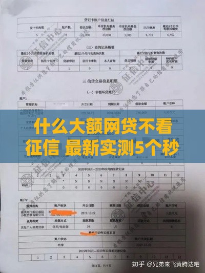 什么大额网贷不看征信 最新实测5个秒下款良心平台